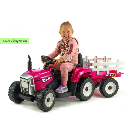 Blow MX-611 traktor s vlekem a 2.4G dálkovým ovládáním, RŮŽOVÝ